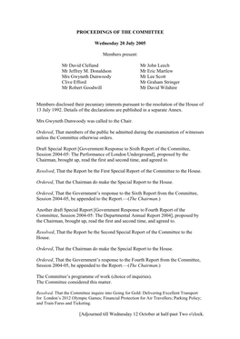 Proceedings of the Committee