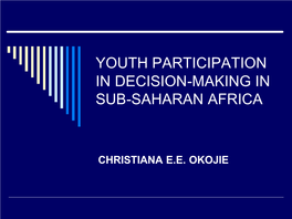 Youth Participation in Decision-Making in Sub-Saharan Africa