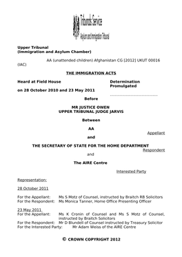 Upper Tribunal (Immigration and Asylum Chamber)