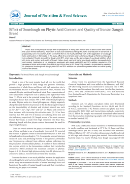 Effect of Sourdough on Phytic Acid Content and Quality of Iranian