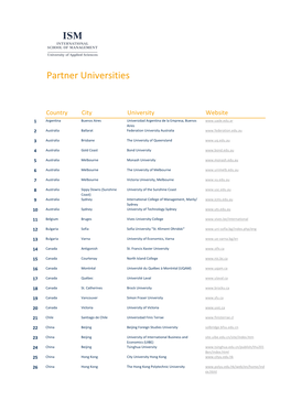 Partner Universities