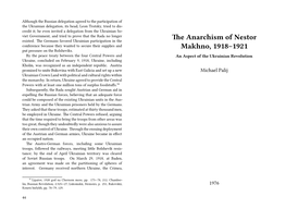 Anarchism of Nestor Makhno, 1918–1921 an Aspect of the Ukrainian Revolution 1976