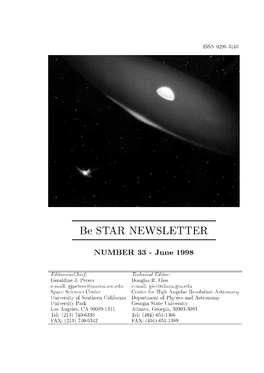 Be STAR NEWSLETTER