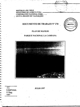 Plan De Manejo Del Parque Nacional La Campana, Elaborado Por -' Los Profesionales Sres