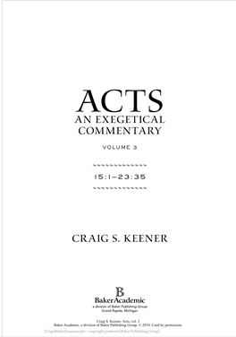 An Exegetical Commentary Craig S. Keener