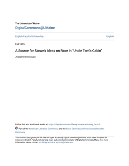 A Source for Stowe's Ideas on Race in "Uncle Tom's Cabin"