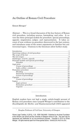 An Outline of Roman Civil Procedure