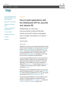 How to Build Applications with the Websocket API for Java EE And