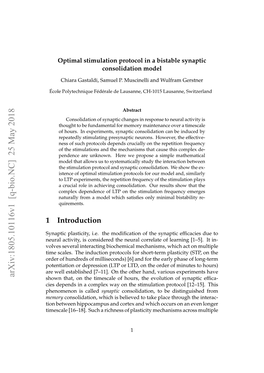 Optimal Stimulation Protocol in a Bistable Synaptic Consolidation Model