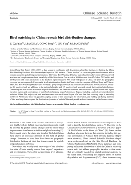 Bird Watching in China Reveals Bird Distribution Changes