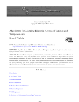 Scholtz, Algorithms for Tunings and Temperaments