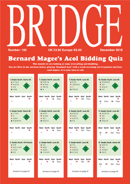 Bernard Magee's Acol Bidding Quiz