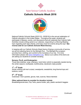 Catholic Schools Week 2016