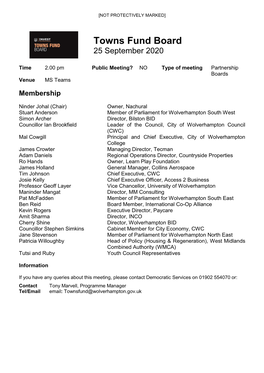 (Public Pack)Agenda Document for Towns Fund Board, 25/09/2020