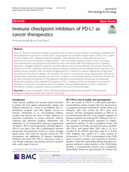 Immune Checkpoint Inhibitors of PD-L1 As Cancer Therapeutics Akintunde Akinleye* and Zoaib Rasool