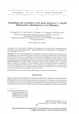 Morphology and Systematics of the Genus Halymenia C. Agardh (Halymeniales, Rhodophyta) in the Philippines By