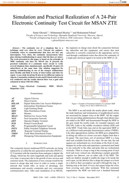 Simulation and Practical Realization of a 24-Pair Electronic Continuity Test Circuit for MSAN ZTE