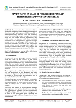 Review Paper on Usage of Ferrocement Panels in Lightweight Sandwich Concrete Slabs