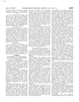 CONGRESSIONAL RECORD—SENATE, Vol. 155, Pt. 12 June 18, 2009 Problem