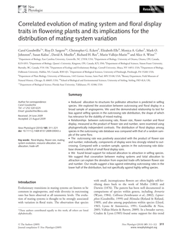 Correlated Evolution of Mating System and Floral Display Traits in Flowering