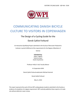 Communicating Danish Bicycle Culture to Visitors in Copenhagen