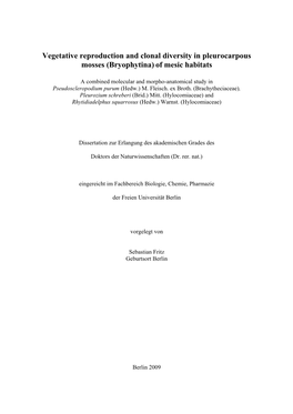 Dissertation Zur Erlangung Des Akademischen Grades Des