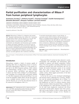 Partial Purification and Characterization of Rnase P from Human Peripheral Lymphocytes