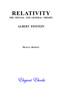 Relativity the Special and General Theory