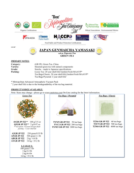 Specialty Tea Profile