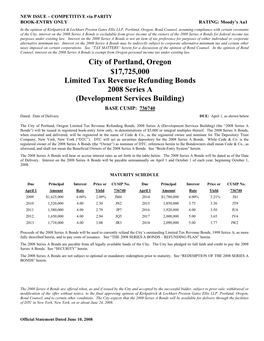 City of Portland, Oregon $17,725,000 Limited Tax Revenue Refunding