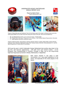 Underwater Hockey Switzerland Annual Report, 2016