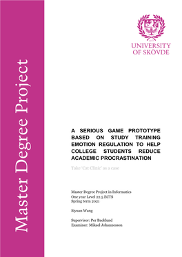 A Serious Game Prototype Based on Study Training Emotion Regulation to Help College Students Reduce Academic Procrastination