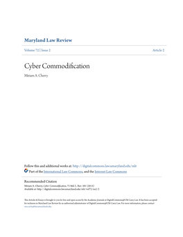 Cyber Commodification Miriam A