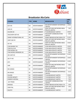 Broadcaster Ala-Carte