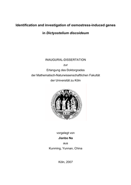 Identification and Investigation of Osmostress-Induced Genes In