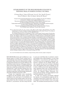 Establishment of the Box-Ironbark Ecological Thinning Trial in North Central Victoria