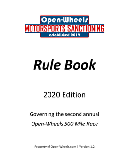 2020 Rule Book – Version 1.2