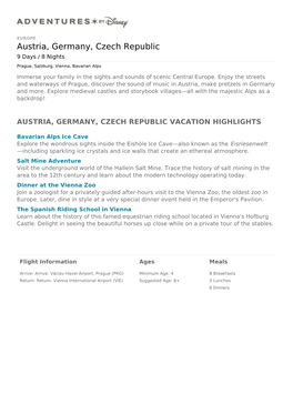 Austria, Germany, Czech Republic 9 Days / 8 Nights