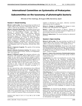 International Committee on Systematics of Prokaryotes