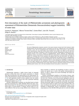 First Description of the Male of Philometroides Acreanensis And