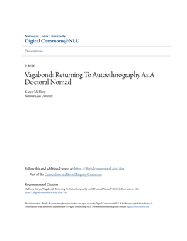 Returning to Autoethnography As a Doctoral Nomad Karyn Mcelroy National Louis University