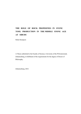 The Role of Rock Properties in Stone Tool Production in the Middle Stone Age