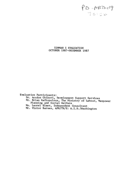 Zimman I Evaluation October 1987-December 1987