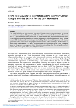 Interwar Central Europe and the Search for the Lost Mountains