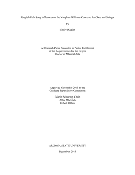 English Folk Song Influences on the Vaughan Williams Concerto for Oboe and Strings