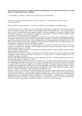 New Resistance Genes Toward Fusarium Oxysporum F