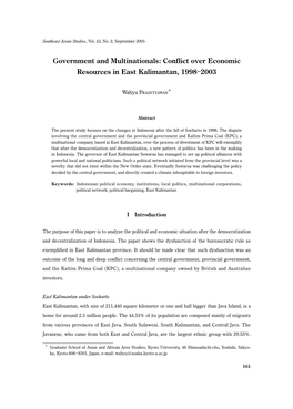 Government and Multinationals: Conflict Over Economic Resources in East Kalimantan, 1998―2003