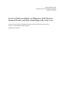 Coral Reef Fish Assemblages at Clipperton Atoll (Eastern Tropical Pacific) and Their Relationship with Coral Cover