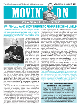 17Th Annual Hank Snow Tribute to Feature Exciting