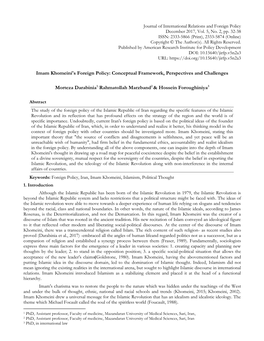 Imam Khomeini's Foreign Policy: Conceptual Framework, Perspectives and Challenges